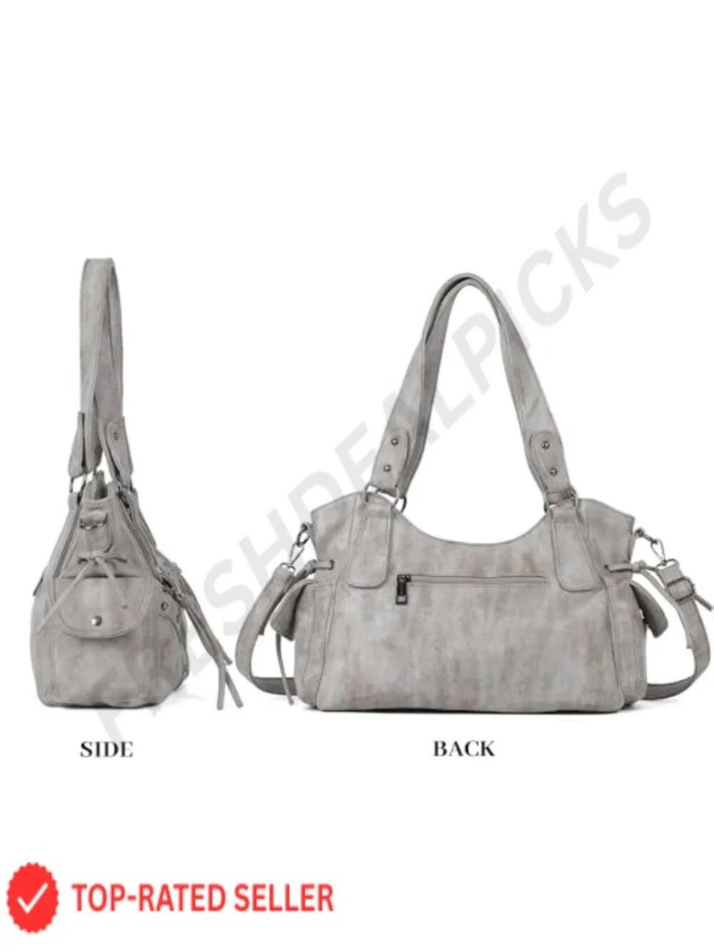 Retro Washed Vegan Leather Hobo Bag for Women, Roomy Soft Satchel with
